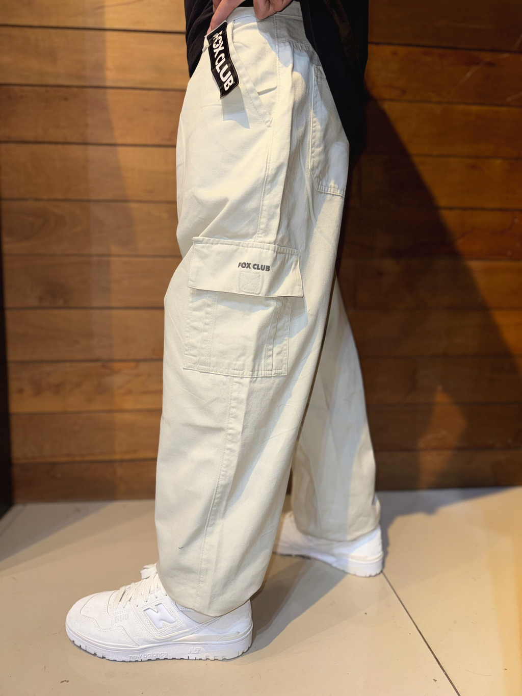 Calça Fox Club, Baggy Cargo Cor Areia