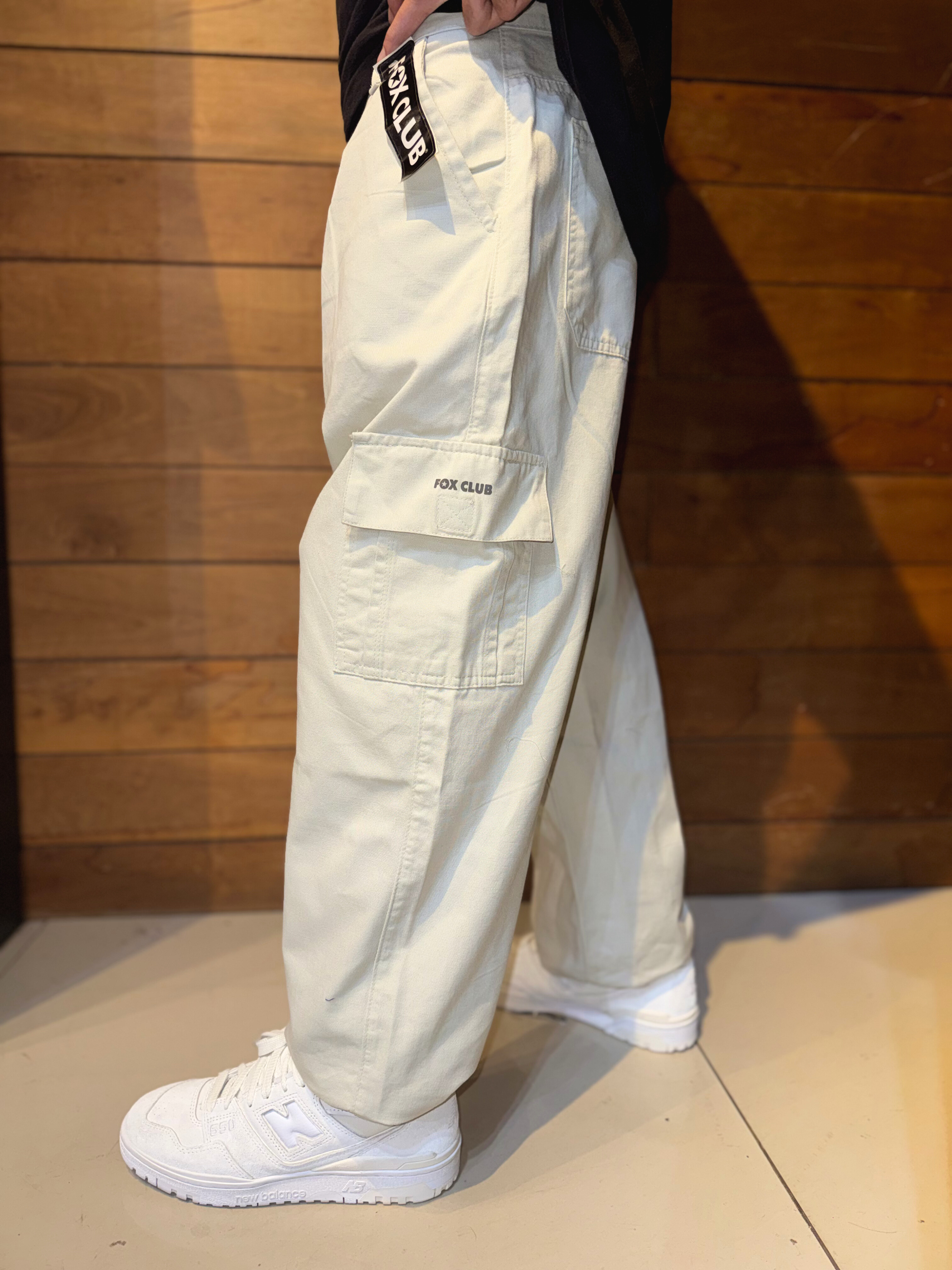 Calça Fox Club, Baggy Cargo Cor Areia