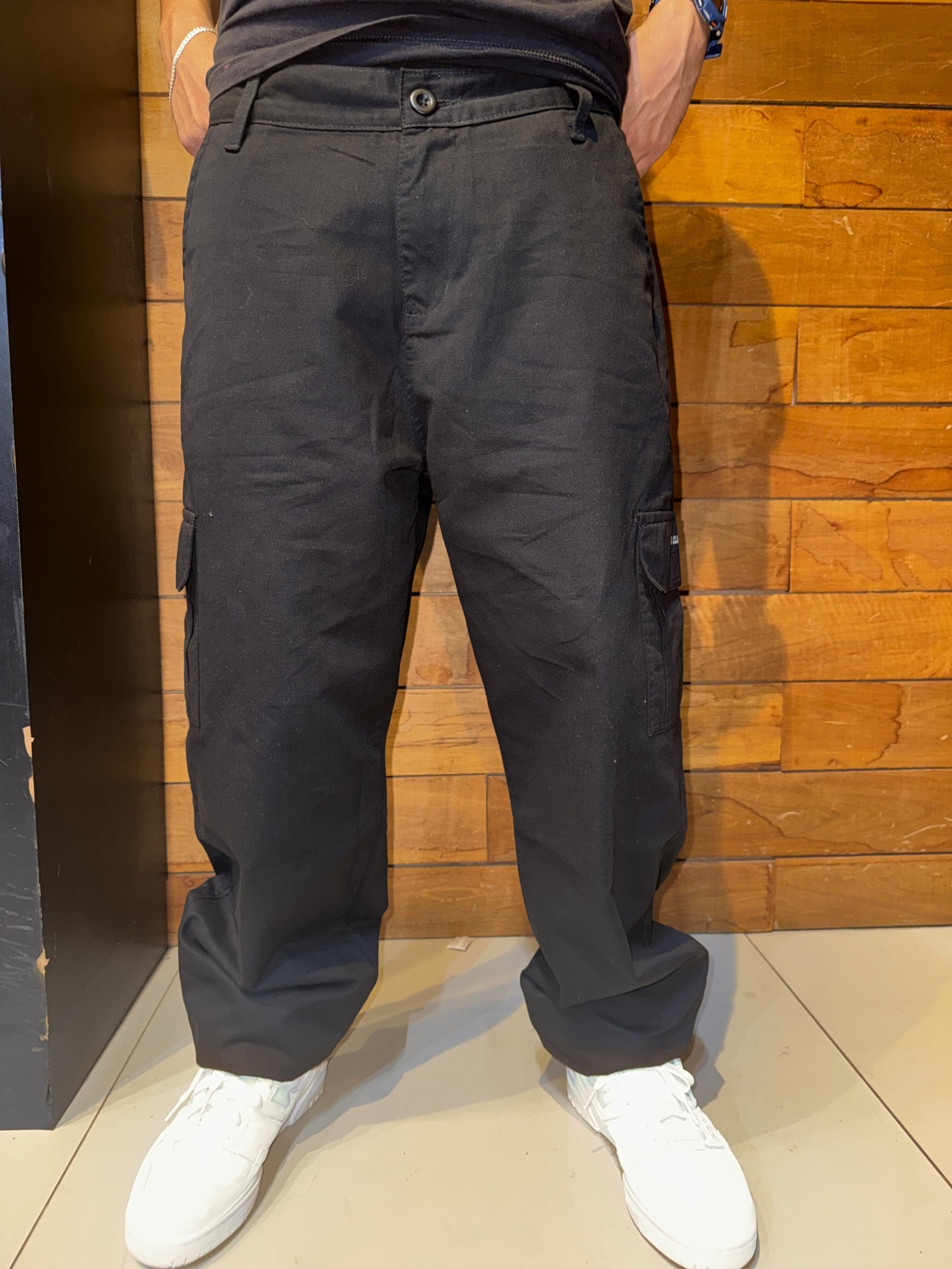 Calça Fox Club, Baggy Cargo Cor Preta